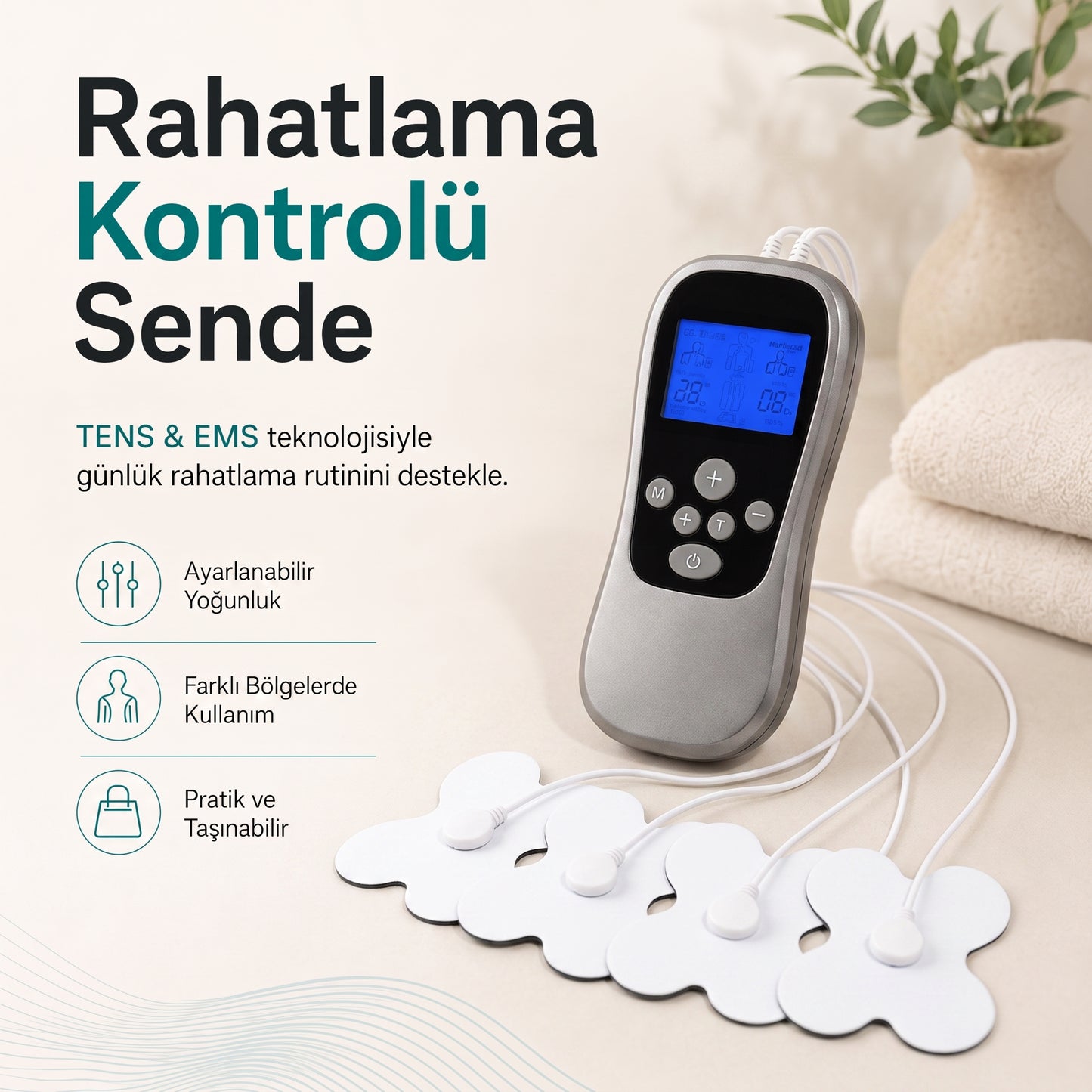 Şarjlı TENS/EMS Masaj Fizik Tedavi Cihazı